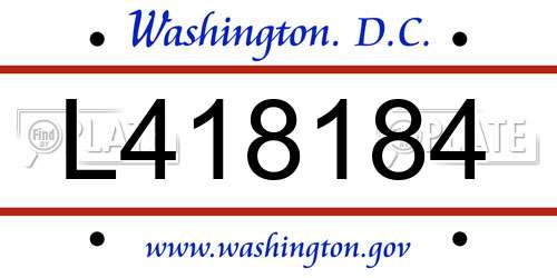 L418184 District Of Columbia License Plate