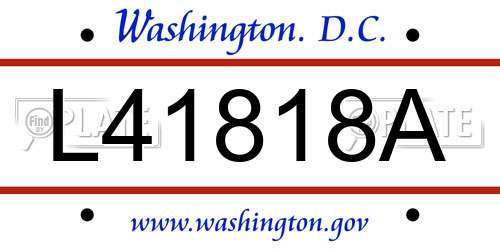 L41818A District Of Columbia License Plate