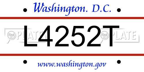 L4252T District Of Columbia License Plate