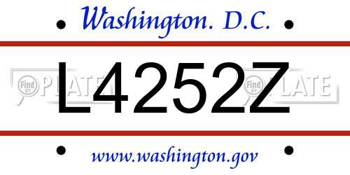 L4252Z District Of Columbia License Plate
