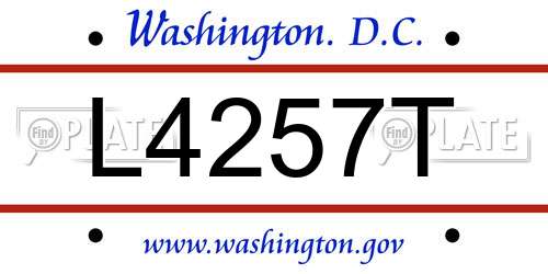 L4257T District Of Columbia License Plate