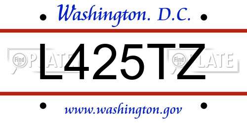 L425TZ District Of Columbia License Plate