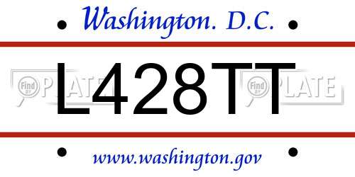 L428TT District Of Columbia License Plate