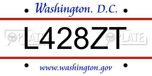 L428ZT District Of Columbia License Plate