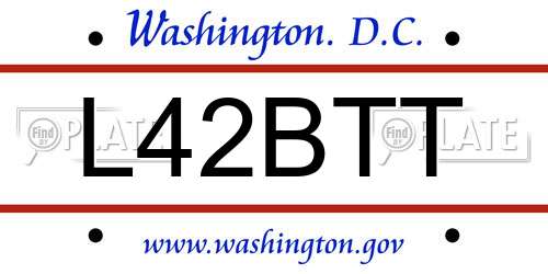 L42BTT District Of Columbia License Plate