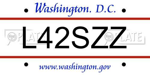 L42SZZ District Of Columbia License Plate