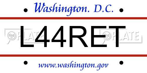 L44RET District Of Columbia License Plate