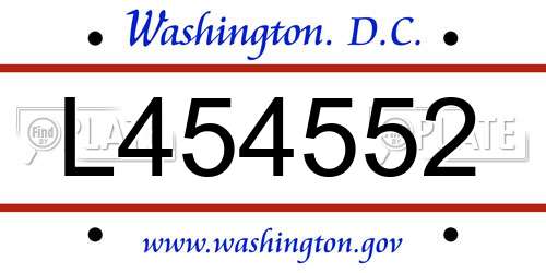 L454552 District Of Columbia License Plate