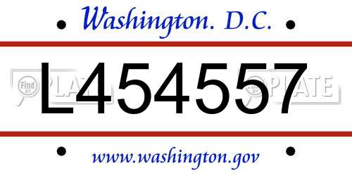L454557 District Of Columbia License Plate