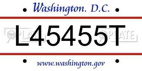 L45455T District Of Columbia License Plate