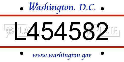 L454582 District Of Columbia License Plate