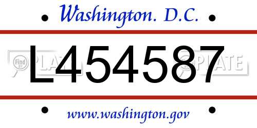 L454587 District Of Columbia License Plate