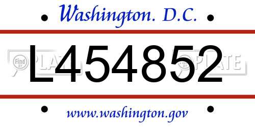 L454852 District Of Columbia License Plate