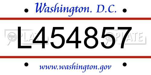 L454857 District Of Columbia License Plate