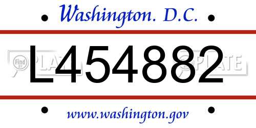 L454882 District Of Columbia License Plate