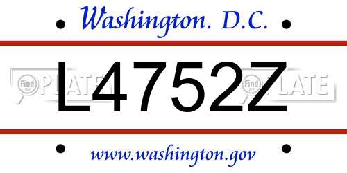 L4752Z District Of Columbia License Plate