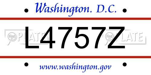 L4757Z District Of Columbia License Plate