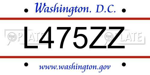 L475ZZ District Of Columbia License Plate