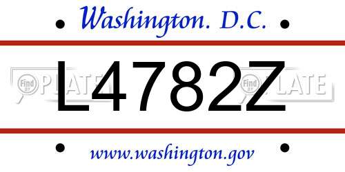 L4782Z District Of Columbia License Plate