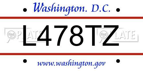 L478TZ District Of Columbia License Plate