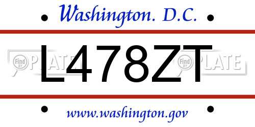 L478ZT District Of Columbia License Plate