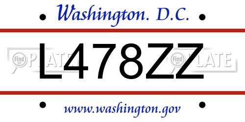 L478ZZ District Of Columbia License Plate