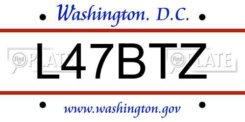 L47BTZ District Of Columbia License Plate