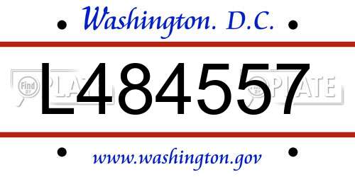 L484557 District Of Columbia License Plate