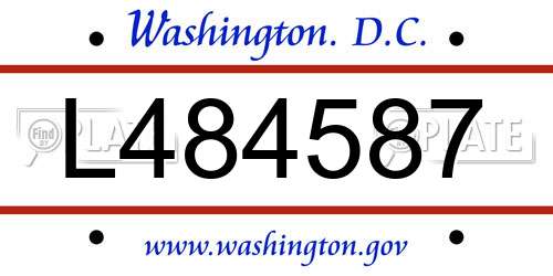 L484587 District Of Columbia License Plate