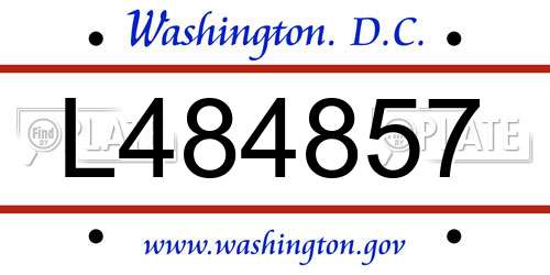 L484857 District Of Columbia License Plate