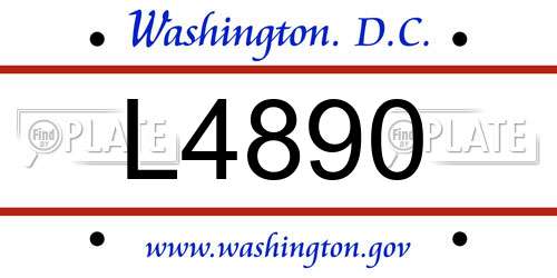 L4890 District Of Columbia License Plate