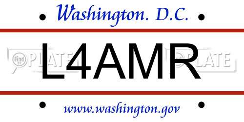 L4AMR District Of Columbia License Plate