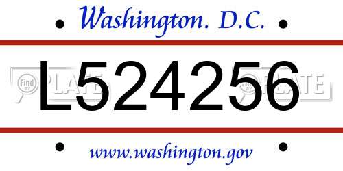 L524256 District Of Columbia License Plate