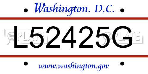 L52425G District Of Columbia License Plate