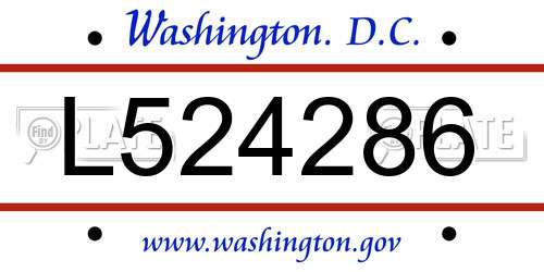 L524286 District Of Columbia License Plate