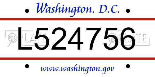 L524756 District Of Columbia License Plate