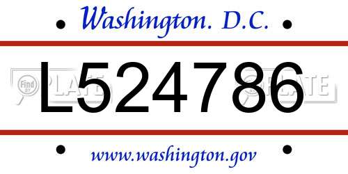 L524786 District Of Columbia License Plate