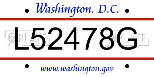 L52478G District Of Columbia License Plate