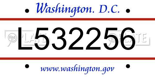 L532256 District Of Columbia License Plate