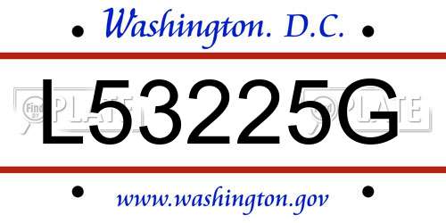 L53225G District Of Columbia License Plate