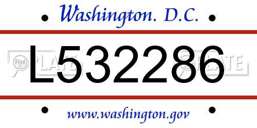 L532286 District Of Columbia License Plate