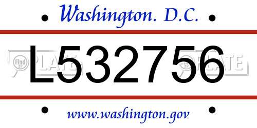 L532756 District Of Columbia License Plate