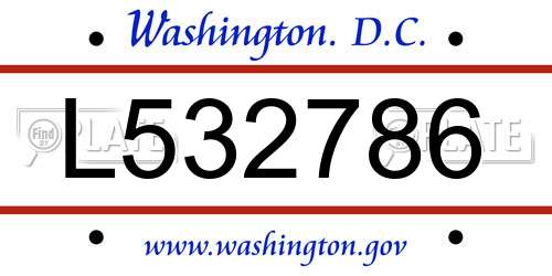 L532786 District Of Columbia License Plate