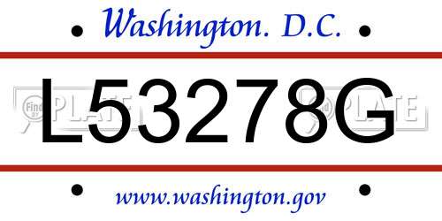 L53278G District Of Columbia License Plate
