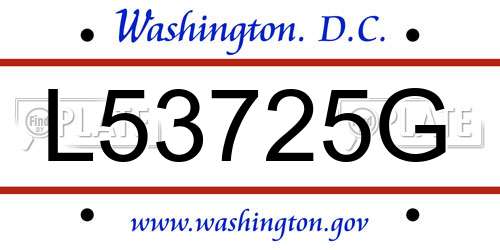 L53725G District Of Columbia License Plate