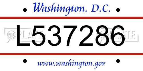 L537286 District Of Columbia License Plate