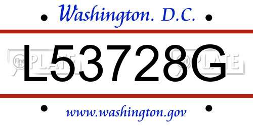 L53728G District Of Columbia License Plate