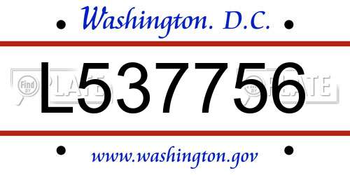 L537756 District Of Columbia License Plate