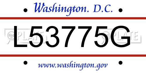L53775G District Of Columbia License Plate