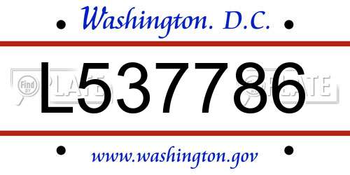 L537786 District Of Columbia License Plate